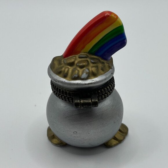 No Brand Other - Vintage End of the Rainbow Pot of Gold Resin Lucky Trinket Box Collectible MIni